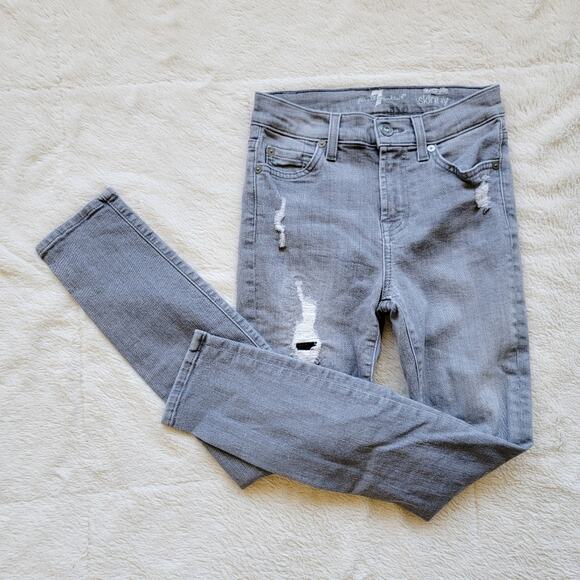7 For All Mankind Gray The Ankle Skinny Jeans - Picture 1 of 5